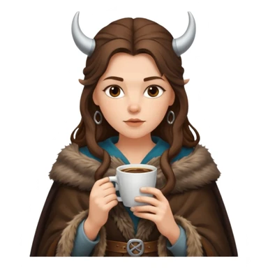 viking brunette woman drinking coffee sticker