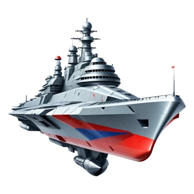 Gigantic Russian war cruiser spaceship with tricolor markings sticker