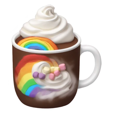 Hot chocolate with whipped cream and Rainbow Marshmallows on top sticker