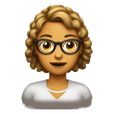 chica pelo ondulado de color marrón oscuro con gafas finas sticker