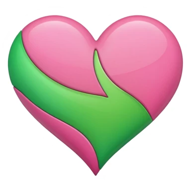 Half pink and half green heart sticker
