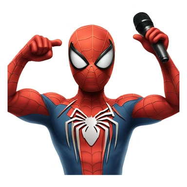 Spider-Man talking in a microphone sticker