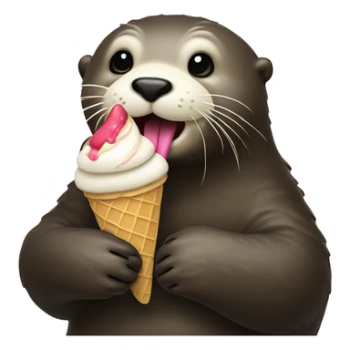 sea otter eating an ice cream cone  sticker