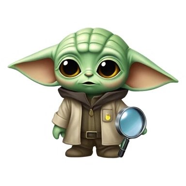 baby yoda with a detective magnifying glass and detective outfit sticker