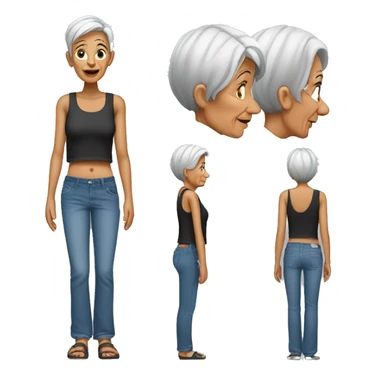 Old women wearing baggy jeans and crop top  sticker