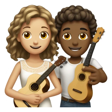 menina branca e jovem tocando cavaquinho sticker