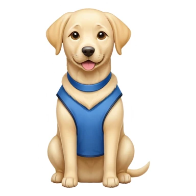 yellow lab dog wearing a blue vest sticker