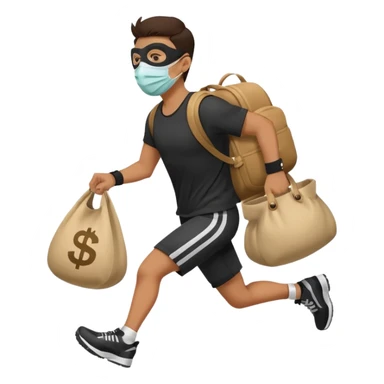 Thief running away with money bag  sticker