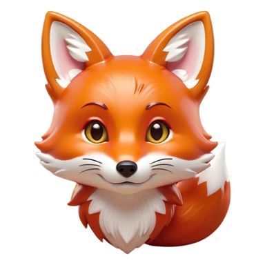 Cinematic Cute Fox Portrait Emoji, Head tilted playfully and inquisitively, featuring a glossy red Fur with delicate white accents and perky ears, round, sparkling amber eyes filled with mischievous curiosity, Simplified yet irresistibly adorable features, highly detailed, glowing with a warm, friendly glow, high shine, affectionate and lively, stylized with a touch of woodland whimsy, bright and endearing, soft glowing outline, capturing the essence of a mischievous yet loving fox, so playful it feels like it could dart out of the screen and into your arms! sticker