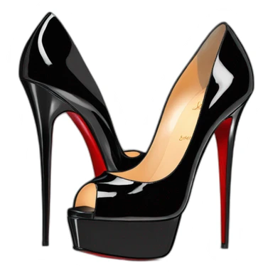 Louboutin Black patent Leather Lady Peep Toe Platform sticker