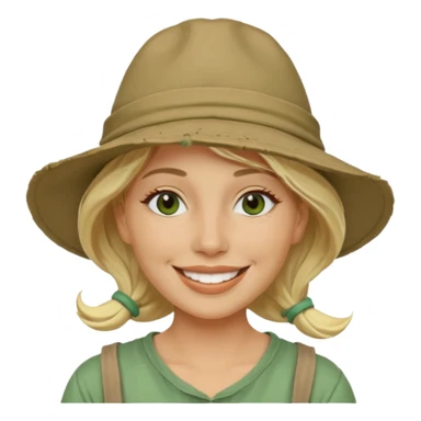messy green full face clay mask and tourist hat blond woman  smiling and clay mask on full face sticker