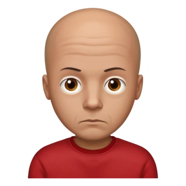 almost bald man, with hair on his head wearing a black sweatshirt and a red t-shirt under the sweatshirt and with brown eyes and a serious look  sticker