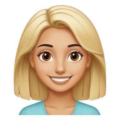 uma garota loira,com cabelo médio,bronzeada com sorriso bonito,olhos castanhos escuros,sobrancelha escura,rosto fino com maxilar marcado sticker