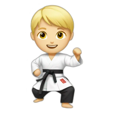 blond kid do karate sticker