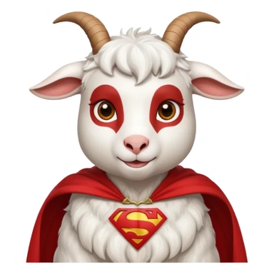 white female goat wearing a read cape like superman sticker