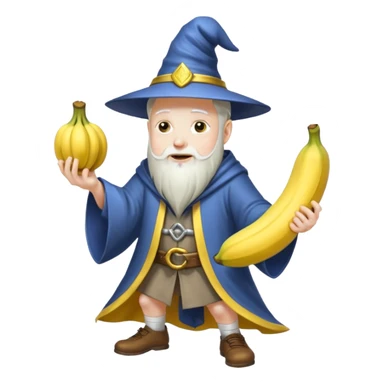 Wizard eating banana and working out with weights sticker