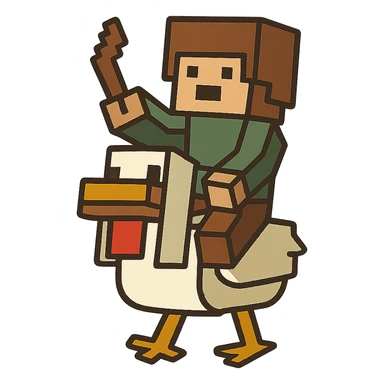 flat toon style chicken jockey sticker