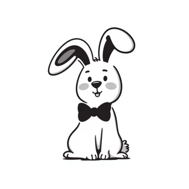 cute bunny with a big bow tie, simple and playful, hand drawn doodle style sticker