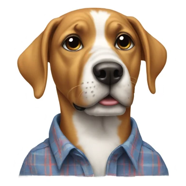 Dog wearing a shirt sticker