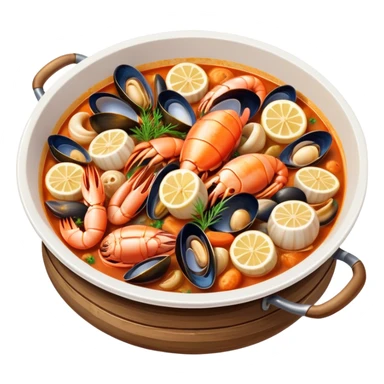 cinematic-realistic-buzara-seafood-dish-emoji,-depicted-as-a-rustic,-flavorful-seafood-stew-with-shellfish-rendered-with-rich-textures-and-dynamic,-maritime-lighting. sticker