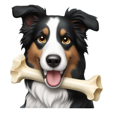 Border collie with bone in mouth sticker