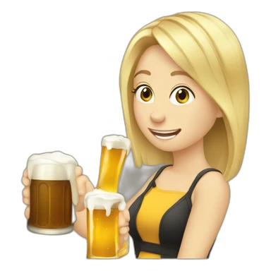 blond girl driking beer sticker