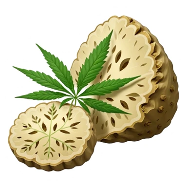 slices of white truffle with cannabis leaf sticker