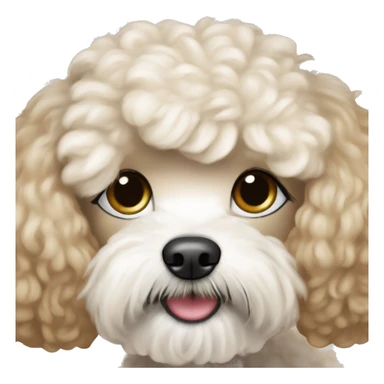 White and light brown maltipoo straight hair  sticker