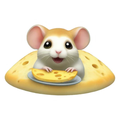 alien hamster in ufo abducting cheese sticker
