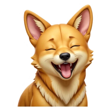 Cinematic Cute Yawning Dingo Portrait Emoji, Head tilted slightly with a dramatic, wide-open yawn, showcasing a soft, sandy fur with gently drooping ears and round amber eyes barely open in drowsy contentment, Simplified yet irresistibly adorable features, highly detailed, glowing with a soft, cozy glow, high shine, relaxed yet expressive, stylized with a touch of wild charm, bright and endearing, soft glowing outline, capturing the essence of a sleepy yet affectionate dingo, so drowsy it feels like it could stretch out of the screen and curl up for a nap! sticker