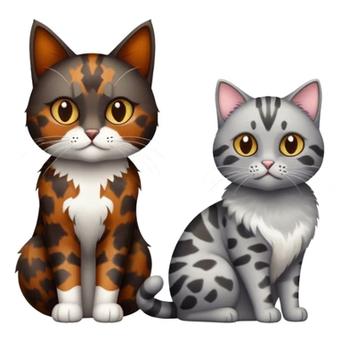 Dark tortoiseshell cat and light grey cat sticker