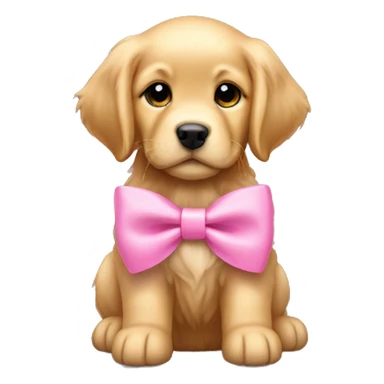 Golden retriever puppy with pink bow sticker