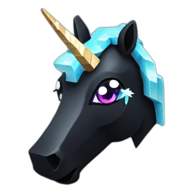 Minecraft Glitter Black Unicorn Head With Diamond Horn sticker