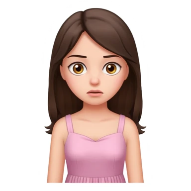 annoyed long brunette hair girl with hazel eyes wearing light pink dress sticker