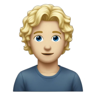 Garçon blanc cheveux blond un peu long yeux bleu sticker