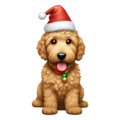 Golden doodle wearing christmas hat sticker