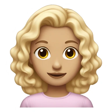 a blonde girl with normal skin colour that is curling her hair sticker