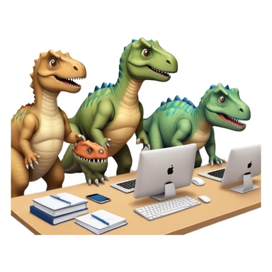 old dinosaurs working in an office sticker