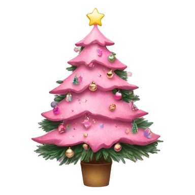 Pink Christmas tree with decorations aesthetic  sticker