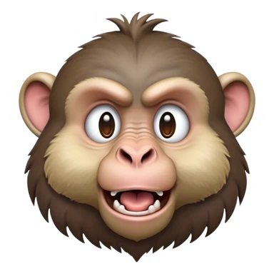 Cinematic Comical Baboon Portrait Emoji, Head tilted dramatically with an exaggeratedly amused expression, featuring a strikingly textured Fur of deep browns with wide, expressive eyes filled with playful disbelief, Simplified yet hilariously expressive features, highly detailed, glowing with a slightly sassy glow, high shine, dramatic yet playful, stylized with an air of cheeky mischief, bright and endearing, soft glowing outline, capturing the essence of a spirited and over-the-top baboon, so meme-worthy it feels like it could chatter its way into internet fame instantly! sticker