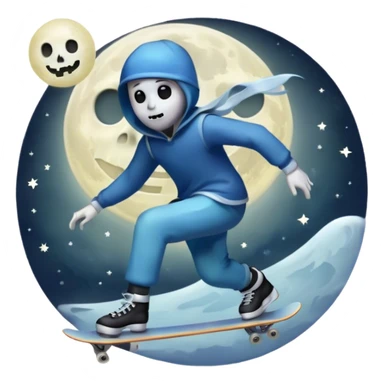  skater boi  ghost skating under a moon sticker