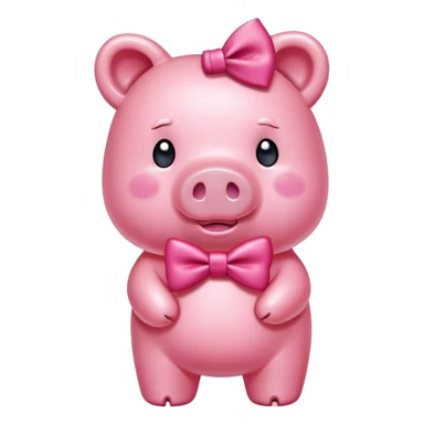 pink spam gummy bear pig bow sticker