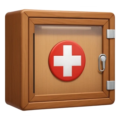 brown first aid cabinet front glass sticker