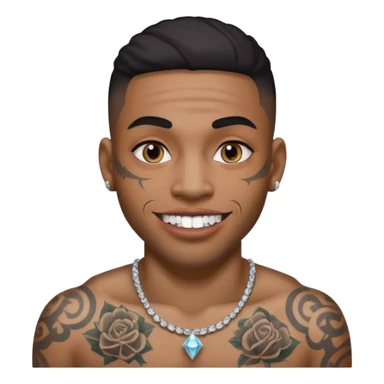 A black/mixed man tattooed face with silver and diamond teeths sticker