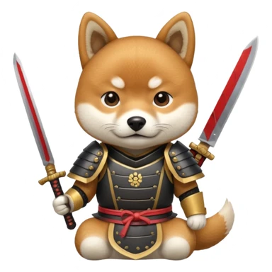 dog japan ancient samurai with small knife sticker
