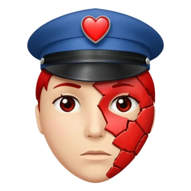 Corazón roto con gorra de policia sticker