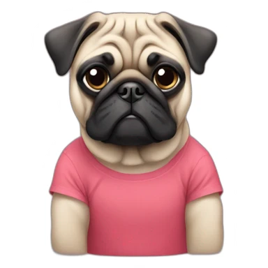 pug wearing a t-shirt sticker