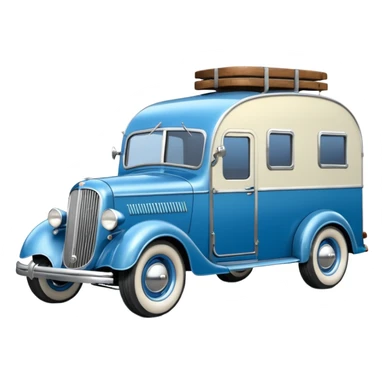 hot rod caravan,1935 with trailer, blue  sticker