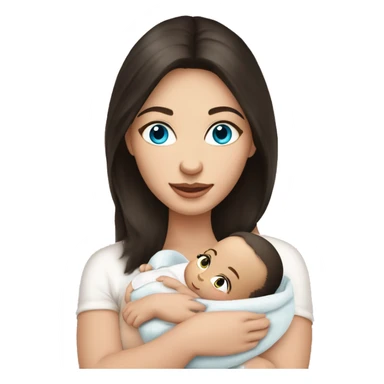 mom holding newborn baby girl with blue eyes and white skin baby dark hair white skin newborn girl sticker