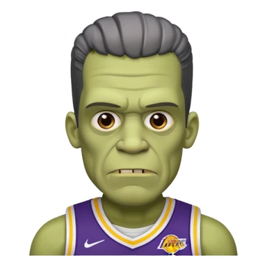 Frankenstein with a lakers uniform sticker